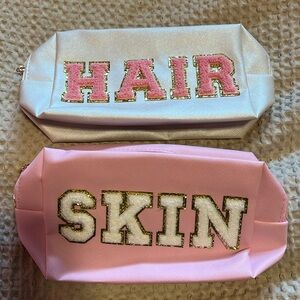 🤍🩷 CHENILLE LETTER COSMETIC BAGS 🩷🤍
